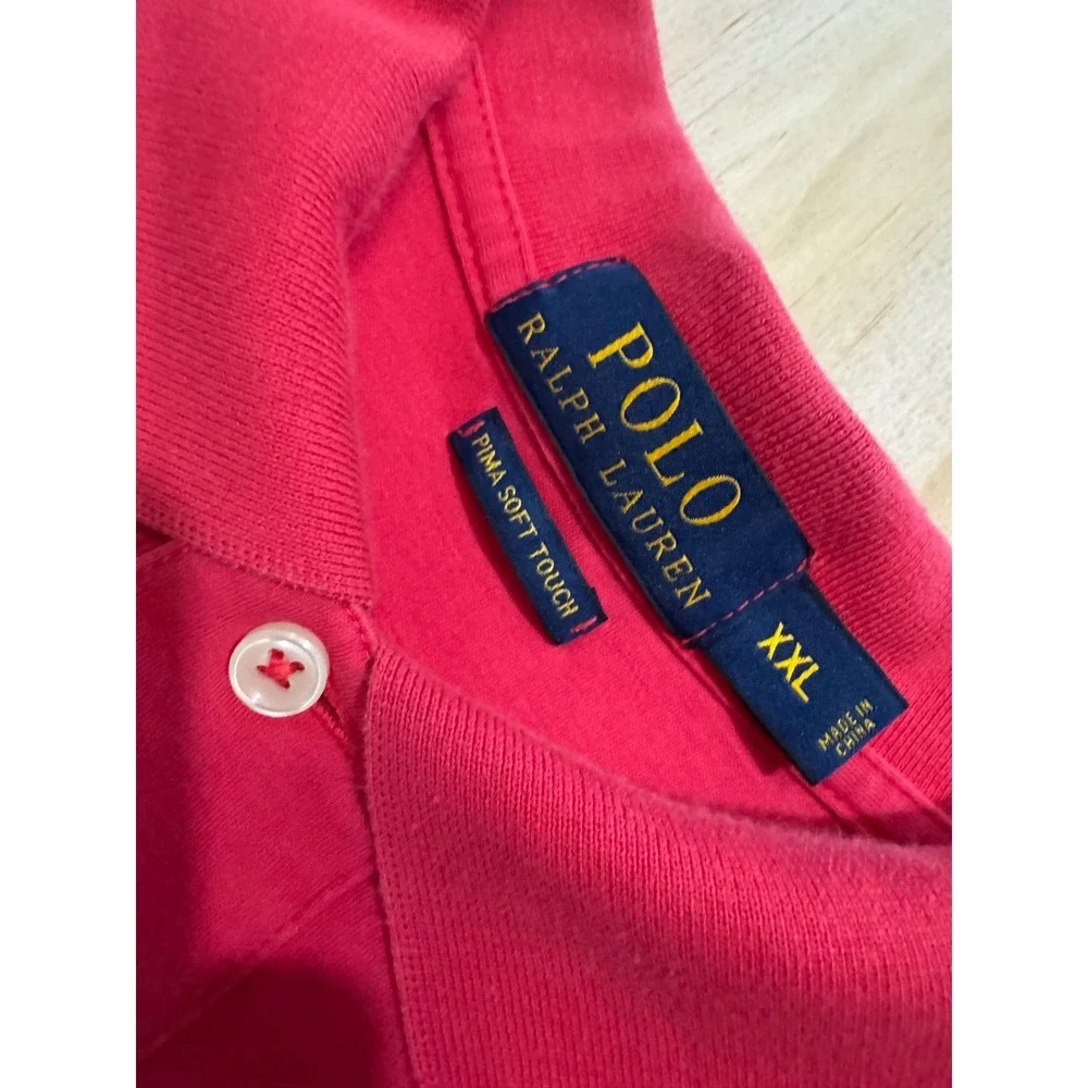 Lot 2 Polo Ralph Lauren Pima Soft Touch Polo XXL Pink Blue Striped‎ Golf Shirts